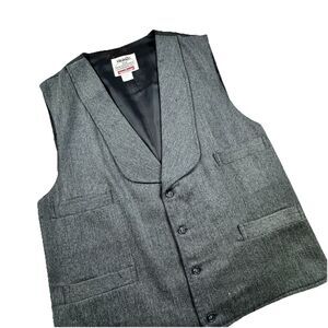 Vintage Old Frontier Clothing Wool Vest Men L Gray Cowboy Western Made In USA